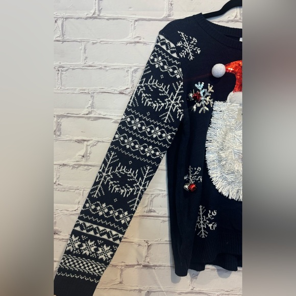 No Boundaries Blue Santa Ugly Christmas Sweater Size XL - Picture 3 of 5